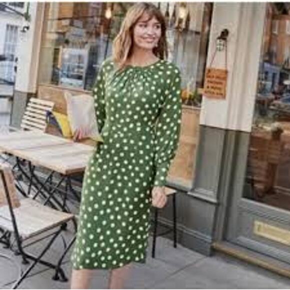 Boden Dresses & Skirts - Boden Portia Polka Dot Dress Retro Professional Workwear Green Women 14